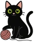 Gato negro jugando con un ovillo de lana, ilustración representativa del comportamiento de los gatos