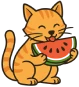 Gato comiendo sandía: ilustración sobre alimentación natural felina