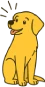 Perro atento mostrando buen comportamiento, ilustración estilo dibujo animado