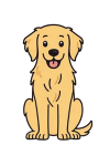 Ilustración de perro sentado para categoría de salud, alimentación y cuidados caninos