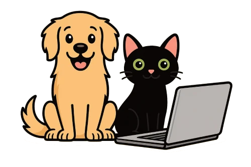 Perro y gato con notebook - Formulario de contacto de gardelog